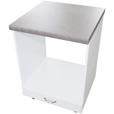 Corp pentru cuptor incorporabil cu sertar Zebra, Alb/MDF Alb lucios, cu blat beton, 60 x 85 x 60 cm